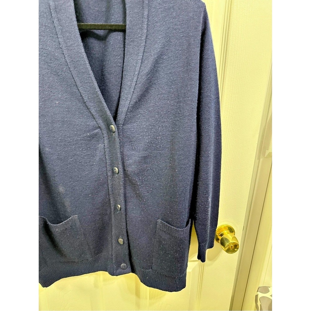 AMART Blue Knit Cardigan Shawl Collar Button Front Pockets XL - Picture 2 of 7